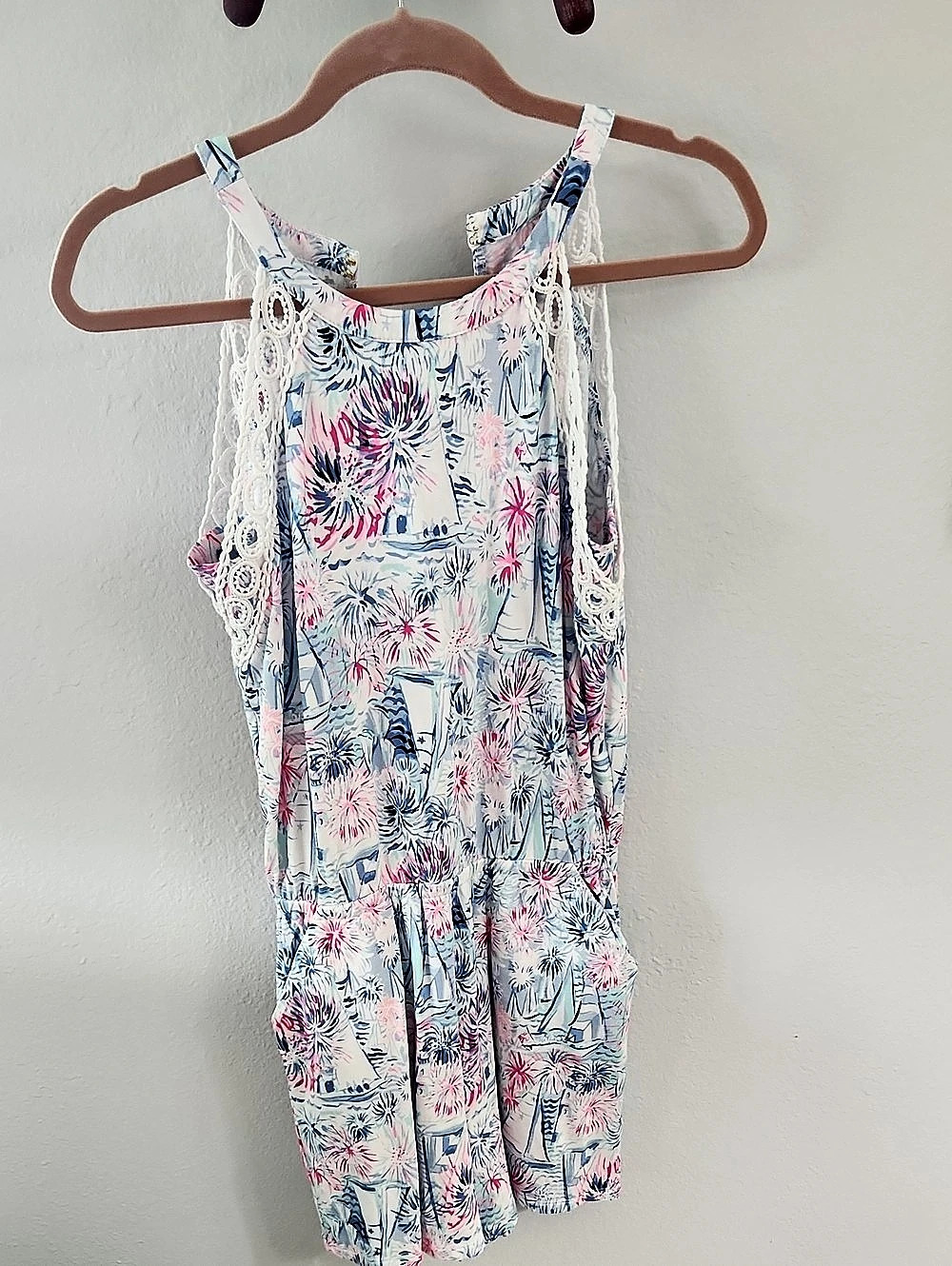 Lilly Pulitzer Ritz Romper Floral White & Pink Size Small